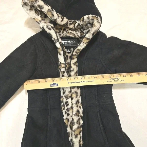 Hawke & Co Black Toddler Jacket with Leopard Trim - Picture 6 of 11